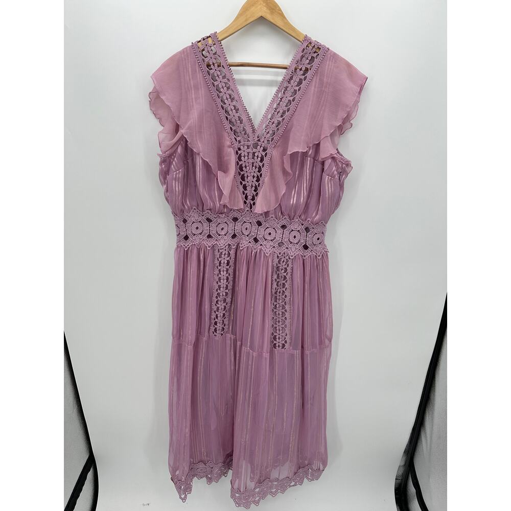Venus Maxi Dress Womens Size 20 Fairy Lace Tiered Boho Gypsy Cottagecore Shimmer